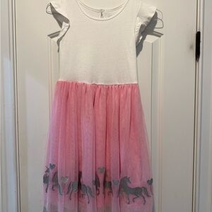 Wonder Nation White and Pink Unicorn Dress